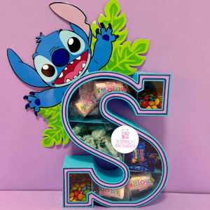 SOLO LETRA S STITCH TIPO CAJA + ARREGLO DE DULCES - STUDIO Y SVG