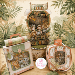 MOCHILA, CANTIMPLORA Y CAKE TOPPER - .STUDIO Y SVG