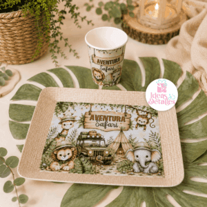 MINI KIT PLATO, VASO E INDIVIDUAL SAFARI - .STUDIO Y SVG