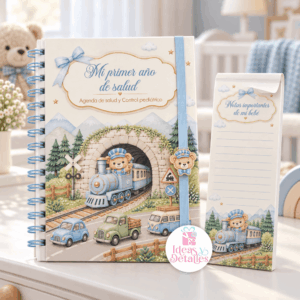 AGENDA BEBE + CAJA + MINI PORTA NOTAS PARA NEVERA .- STUDIO Y SVG